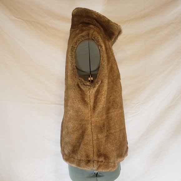 Vintage Y2K Womens Brown Faux Rabbit Fur Vest M - Picture 3 of 9